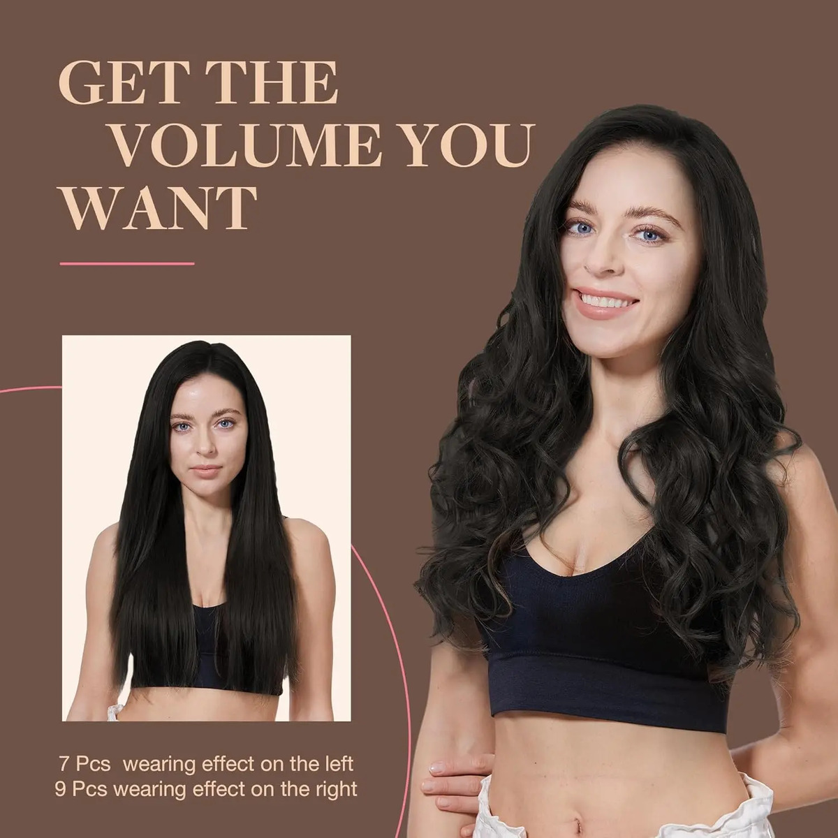 Cabello Humano Natural 35cm Negro Negro - Image 7