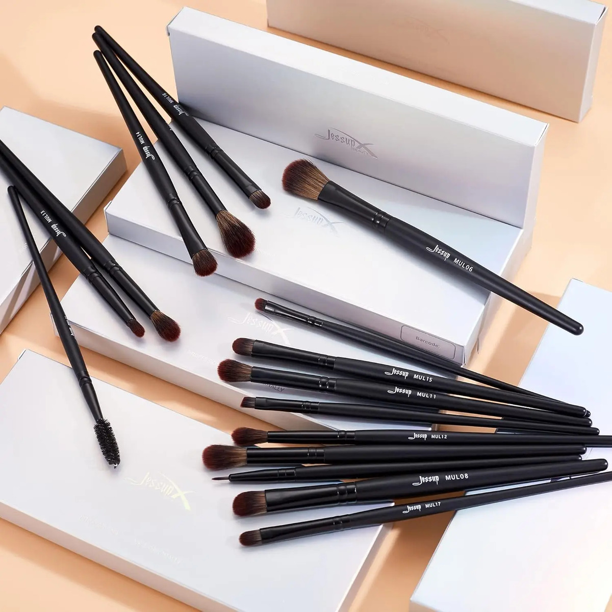 Pinceles De Maquillaje Veganos Sintéticos De 16 Piezas De Je Negro - Image 8