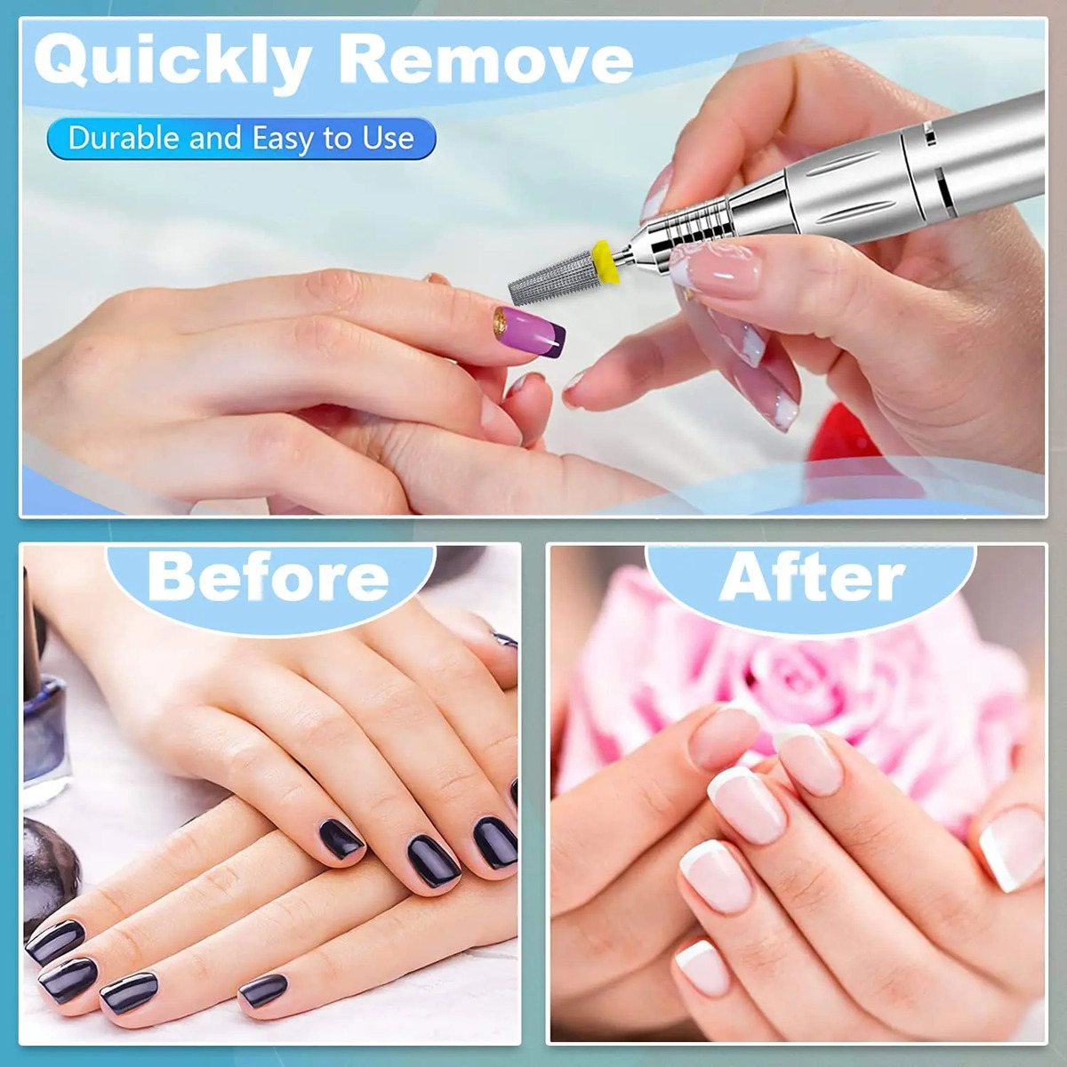 Juego De Limas Para Uñas De 5 En 1 De 3 Piezas Con Rotación - Image 6