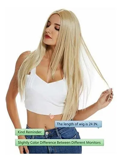 Peluca Rubia Para Mujer, Pelo Sintético, Rectas Largas - Image 6