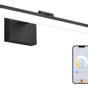 Luz De Espejo Ajustable, Negro, 45 Cm, Control Remoto Inclui