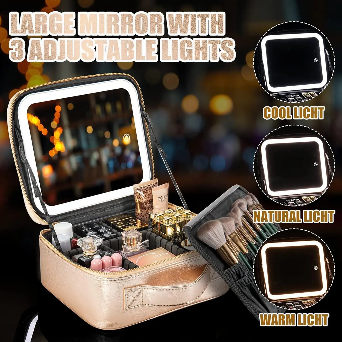 Estuche De Maquillaje Portátil Con Espejo Y Luz Led - Image 4