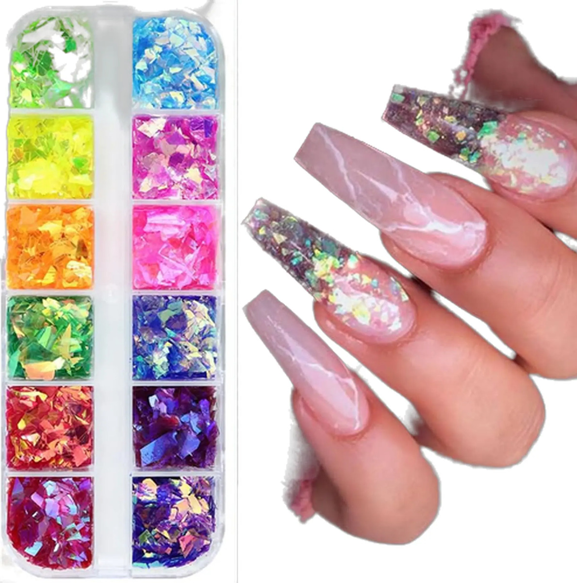 Gliter Iridiscente Para Arte De Uñas, Decoraciones Para Mani