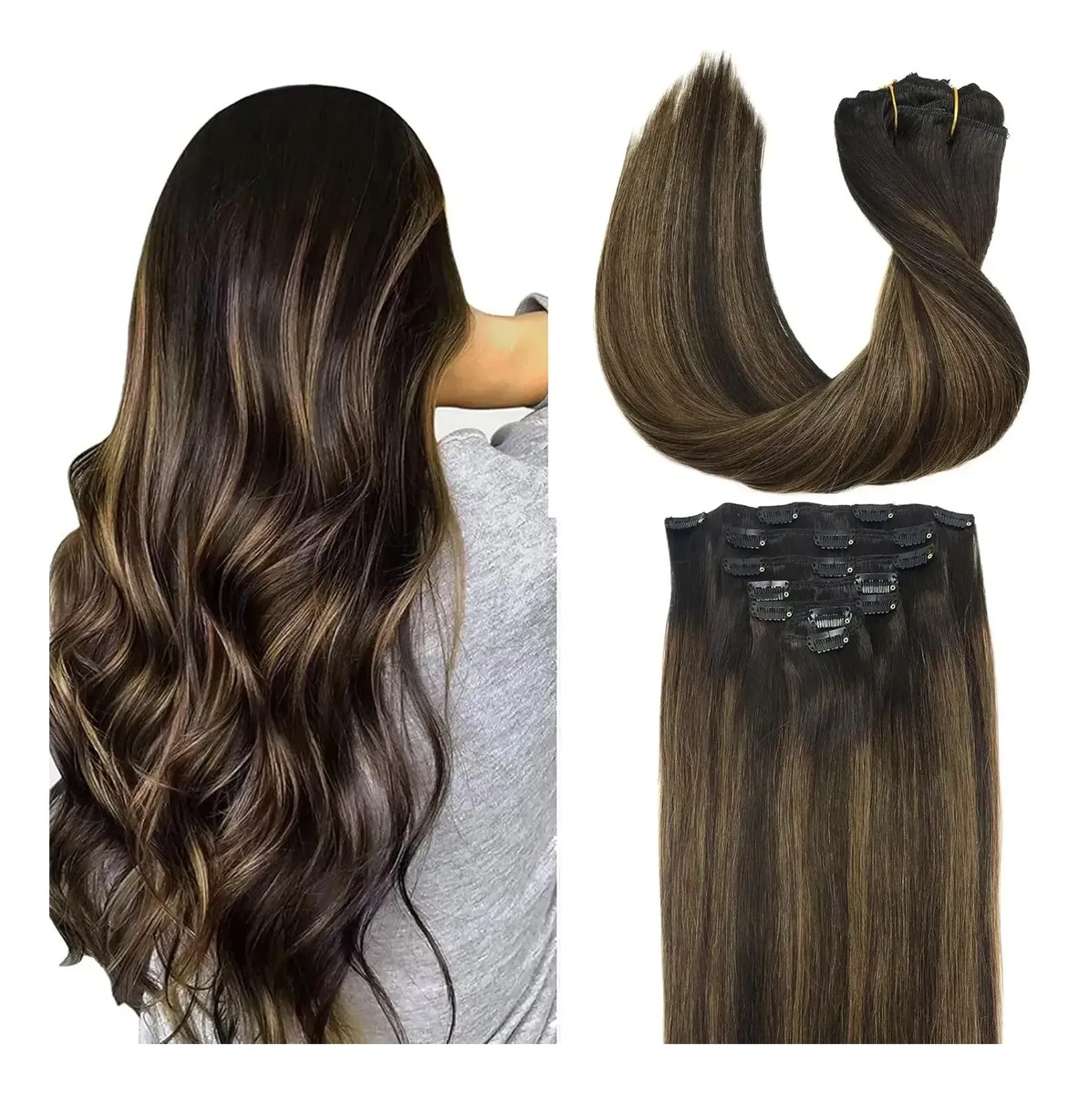 Cabello Humano Remy 50cm Marrón Marrón
