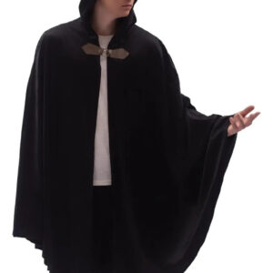 Capa De Terciopelo Negro Con Capucha Para Hombre Y Mujer