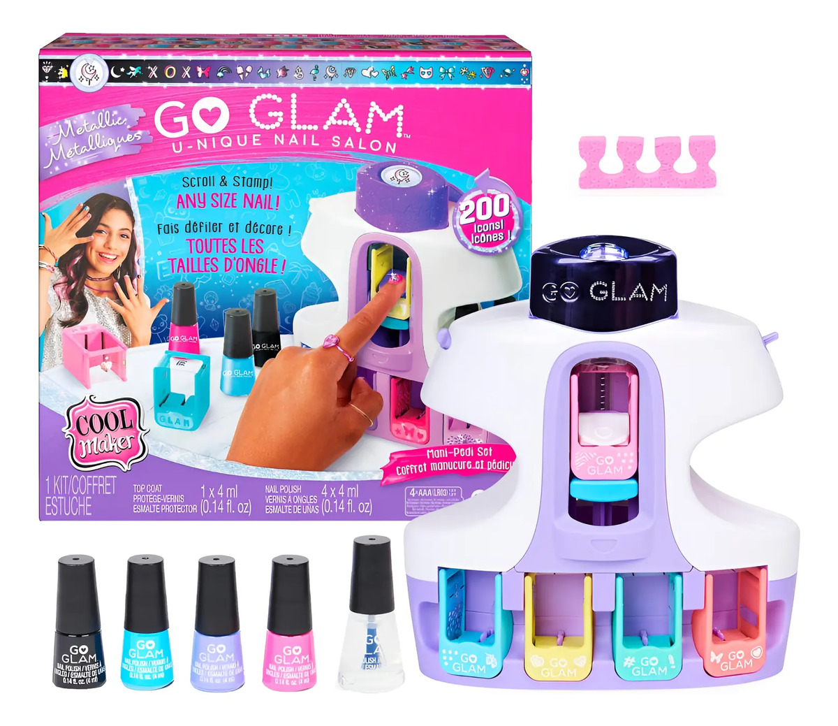 Kit De Uñas Con 200 Iconos, 4 Esmaltes Y Estampador