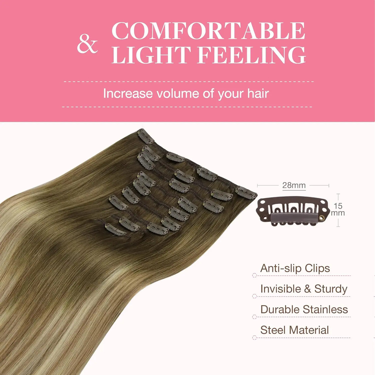 Extensiones Cabello Humano 50cm Marrón Rubio - Image 6