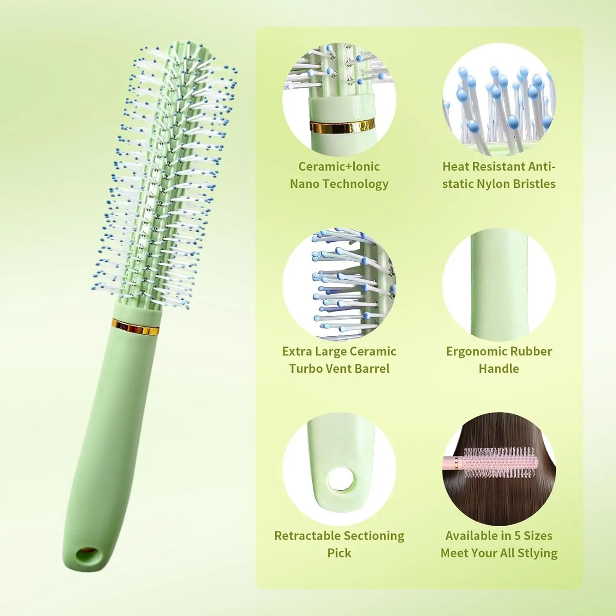 Juego De 11 Piezas Para Peinar Cabello Grueso Y Largo Con Ce - Image 2