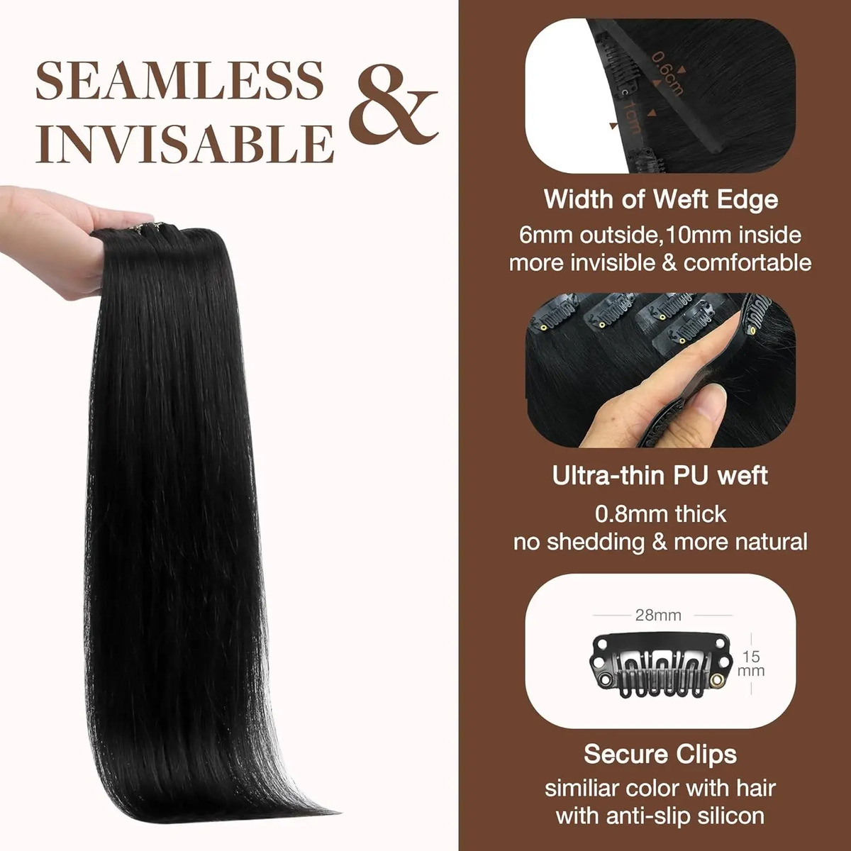 Extensiones De Cabello Remy 35 Cm Negro Jet - Image 3