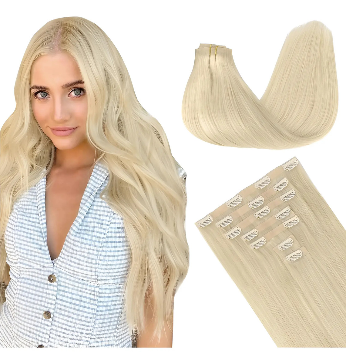 Extensiones Cabello Remy 45cm Rubio Platino