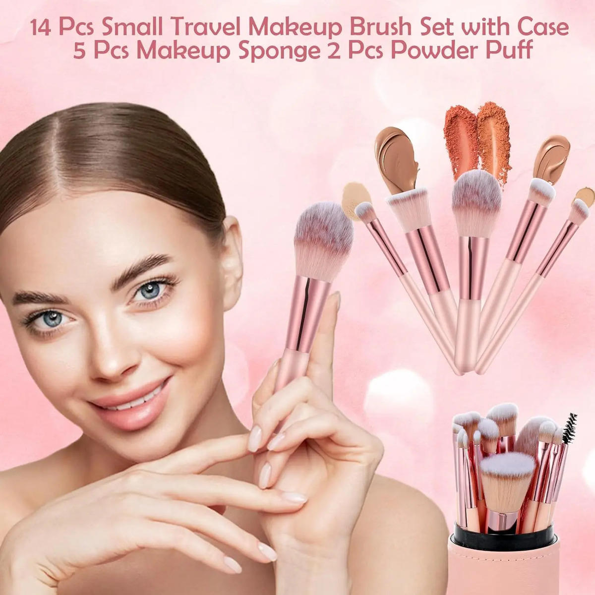 Juego De Brochas De Maquillaje Pequeñas De Viaje De 14 Pieza - Image 2