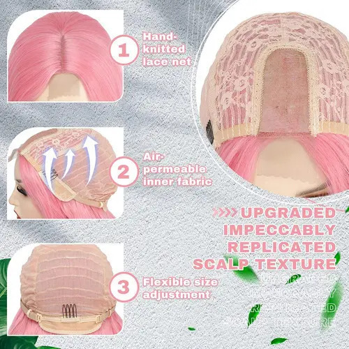 Peluca Larga Rosa De 28 Sintetica - Image 10