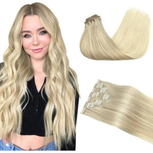 Cabello Humano Remy 45 Cm Tonos Platino Rubio Platino