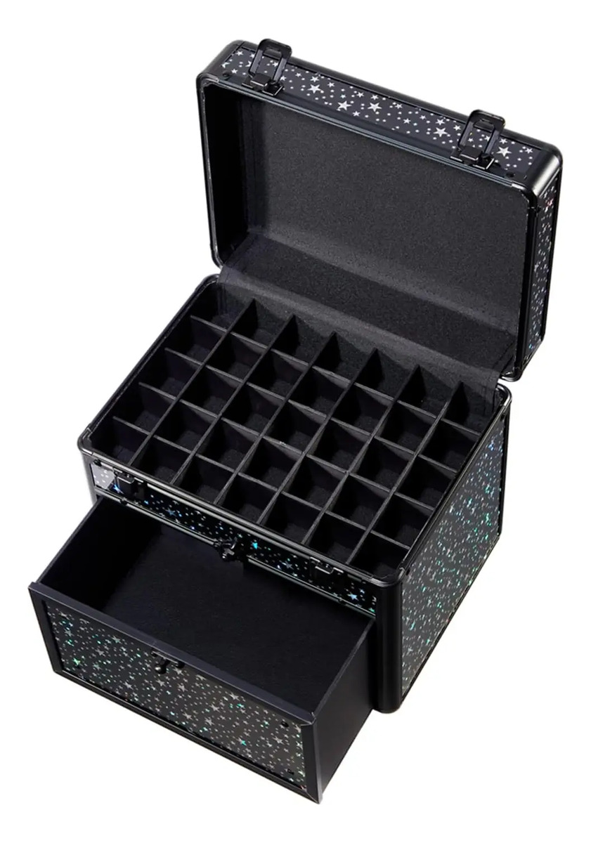 Estuche Portátil De Maquillaje Negro Con Estrella Brillante - Image 3