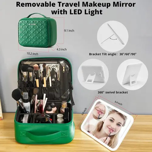 Maletín De Maquillaje Con Espejo Led Y Divididores Ajustable - Image 3