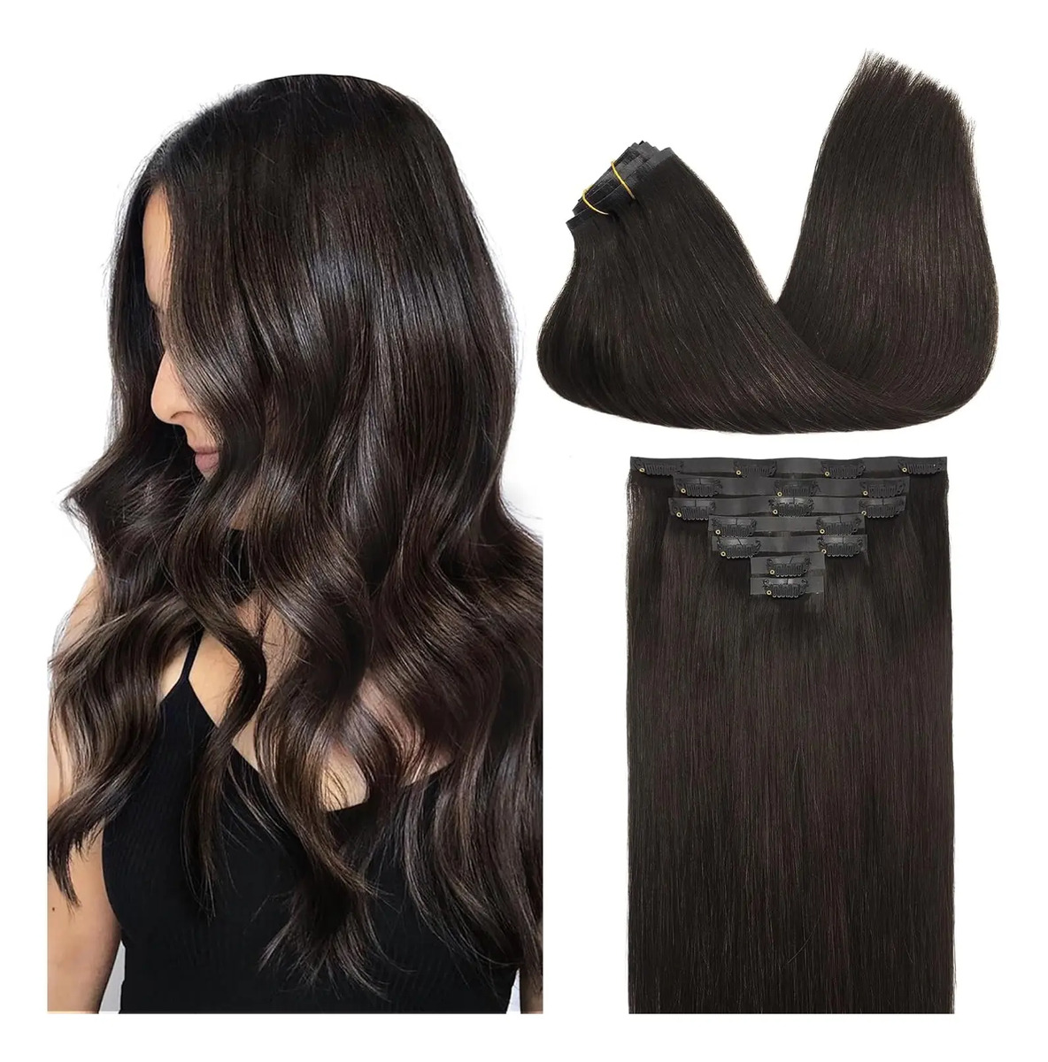 Extensiones De Cabello Remy 40cm Marrón Oscuro