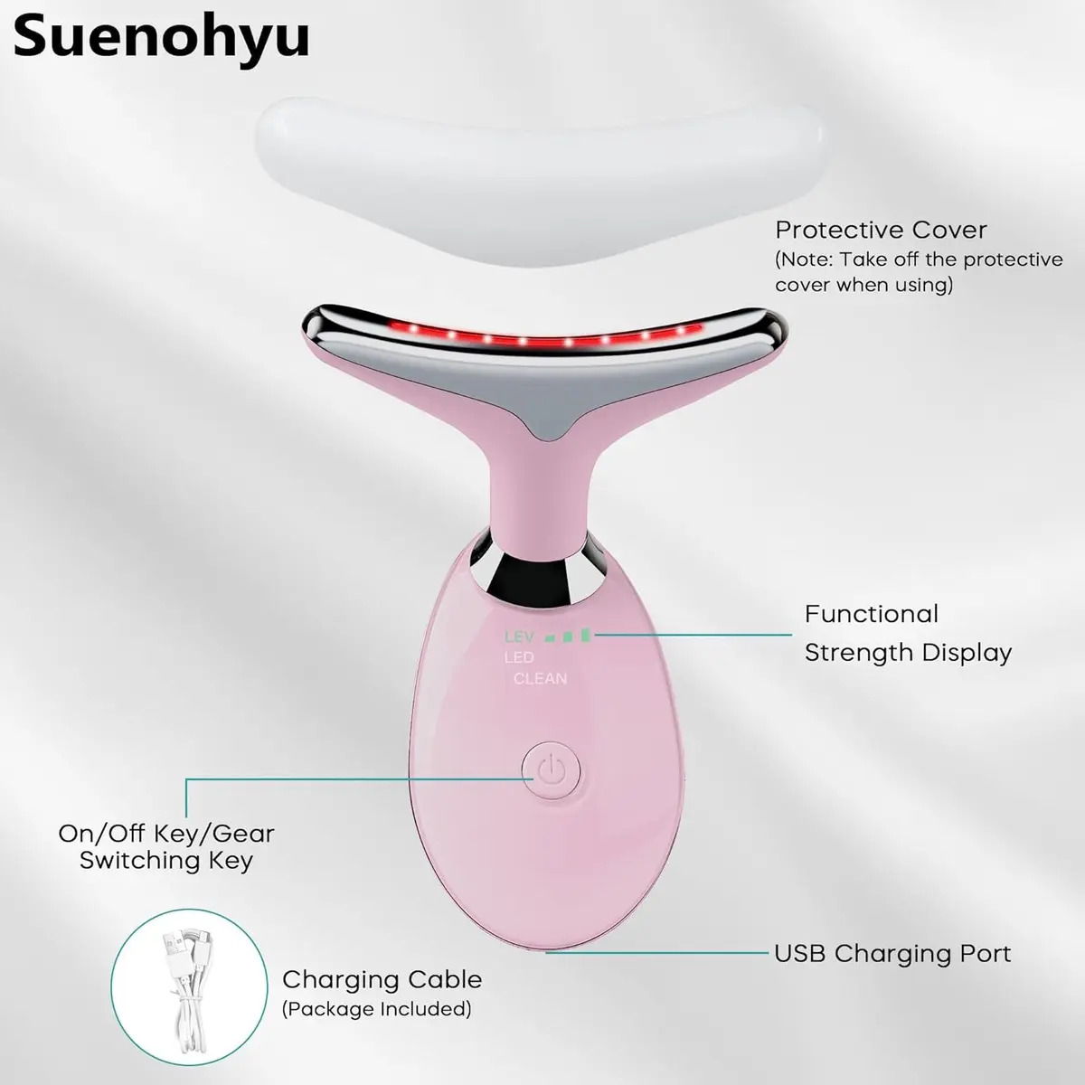 Masajeador Facial Suenohyu Para Rostro Y Cuello Reafirmante Rosa - Image 3