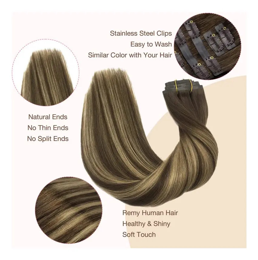 Cabello Humano Remy 45cm Marrón Marrón - Image 6