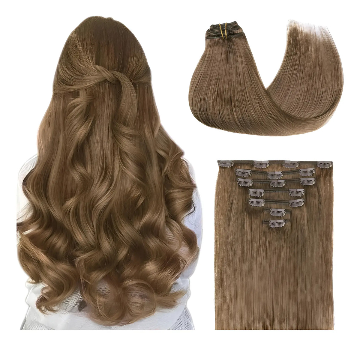 Extensiones Clip-in Pelo Humano Real 45cm X 7piezas