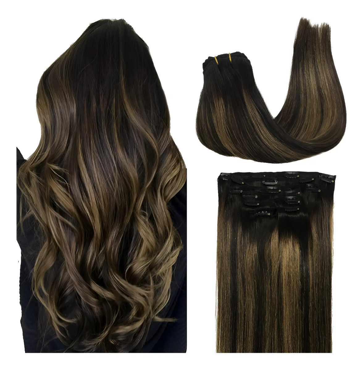 Extensiones Cabello Humano 35cm Mujer Morena
