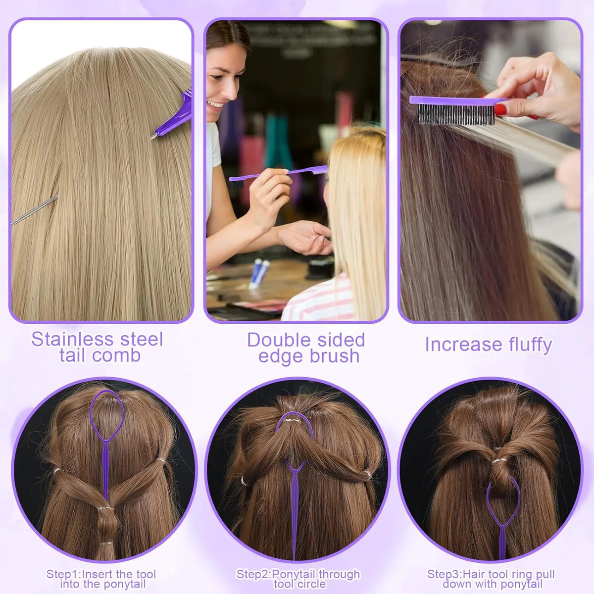 Kit De Peine Para Cabello De 15 Piezas Con Botella De Spray - Image 6