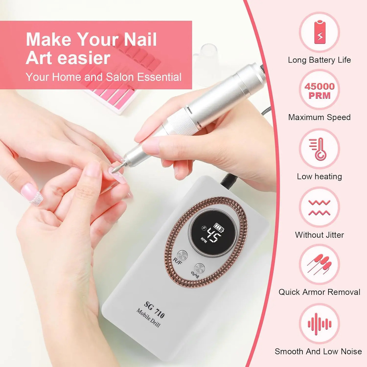 Máquina De Perforación De Uñas Recargable Para Manicure - Image 2