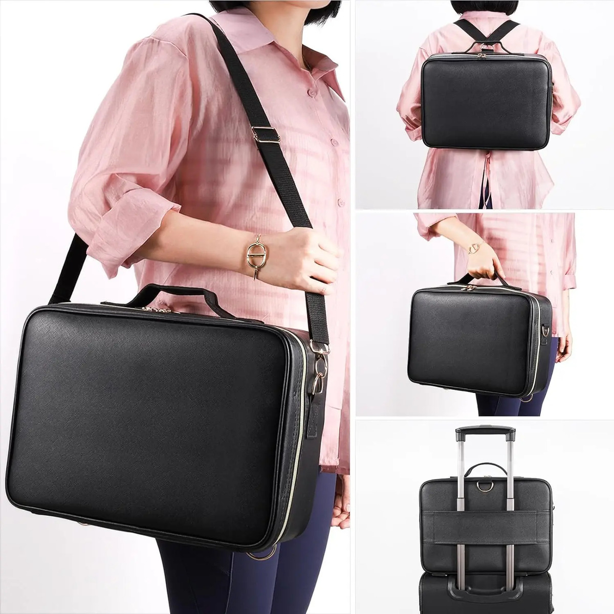 Bolso De Maquillaje Viaje Lujo Con Espejo Iluminado, Negro, - Image 6