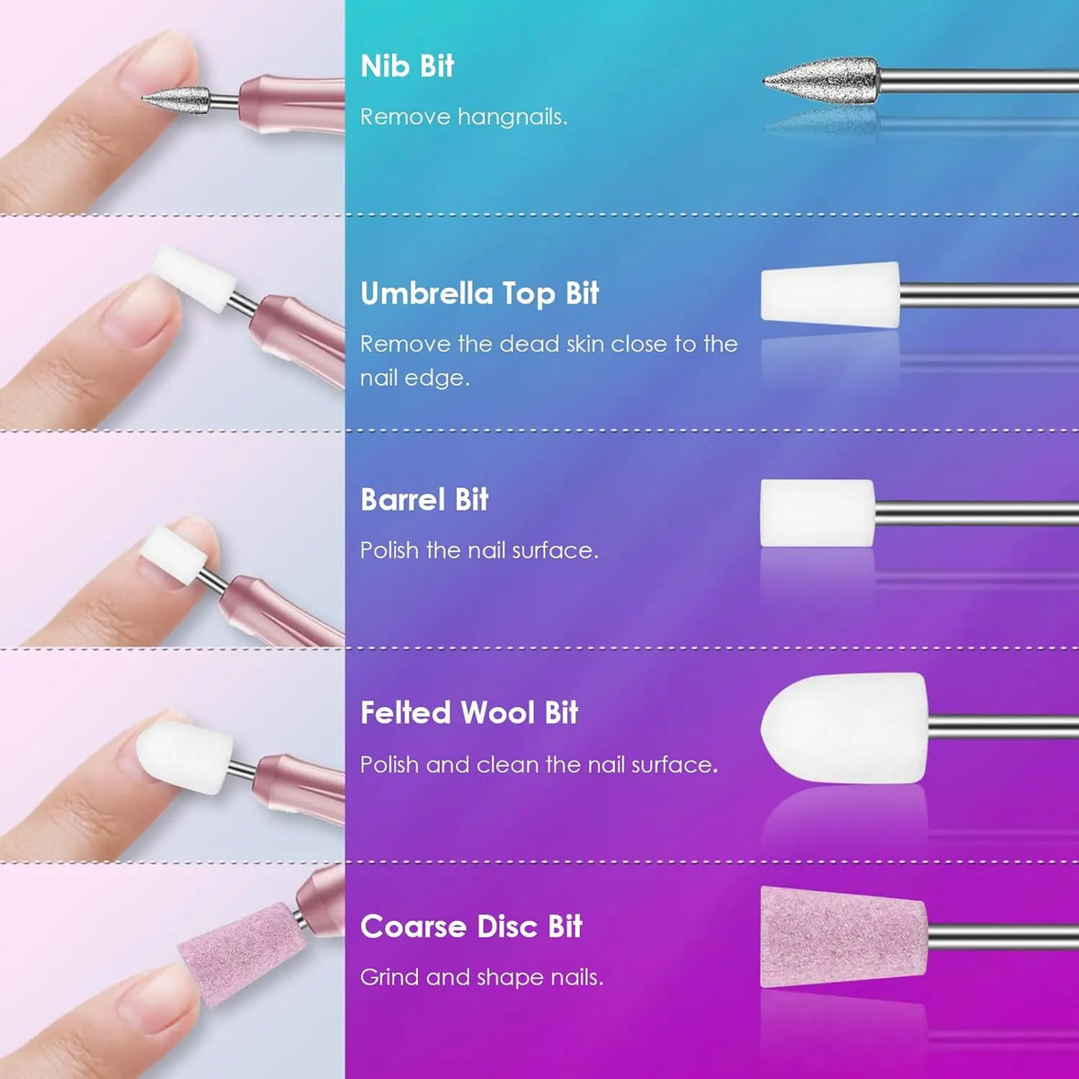 Juego De 26 Piezas Brocas Para Limadora De Uñas Profesionale - Image 4