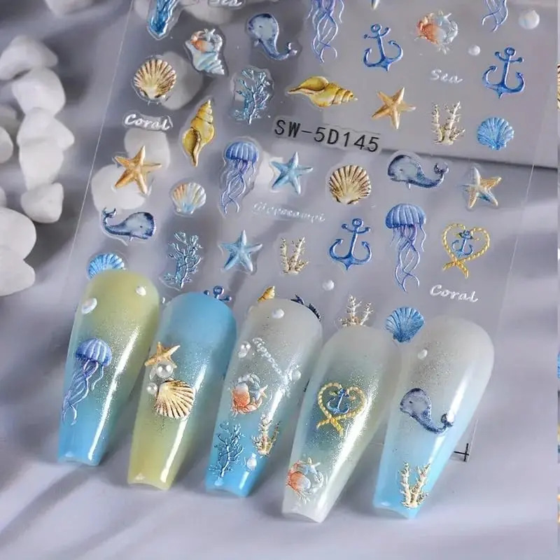 Pegatinas De Nail Art De Vida Marina Con Diseños De Conchas - Image 4