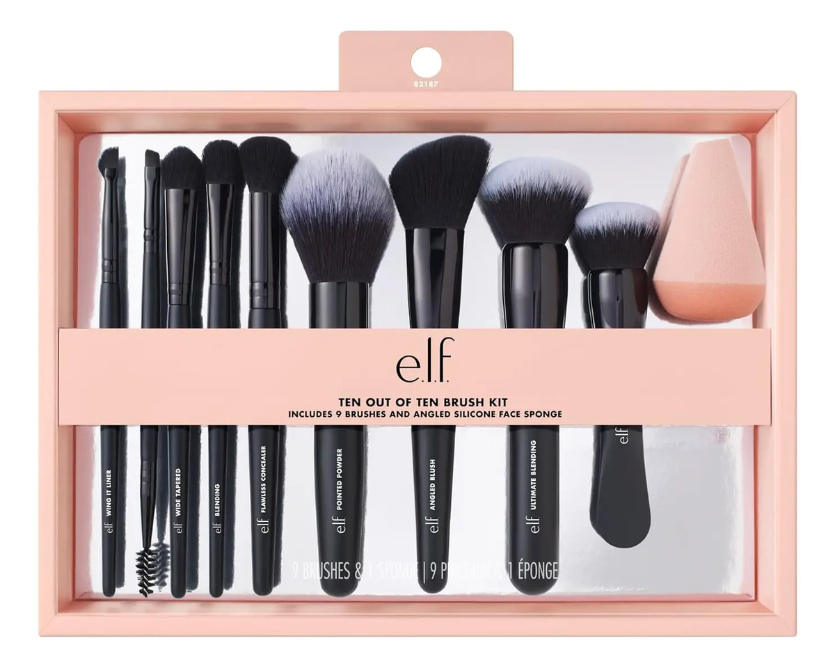 Kit De Brochas De E.l.f De 10 Piezas Para Maquillaje Facial Negro