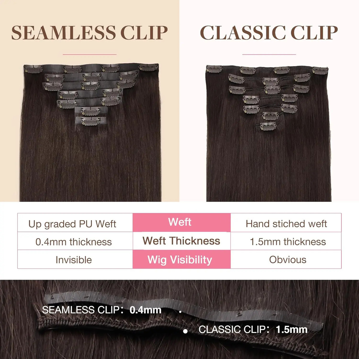 Cabello Humano 45cm 130g Castaño Castaño - Image 3