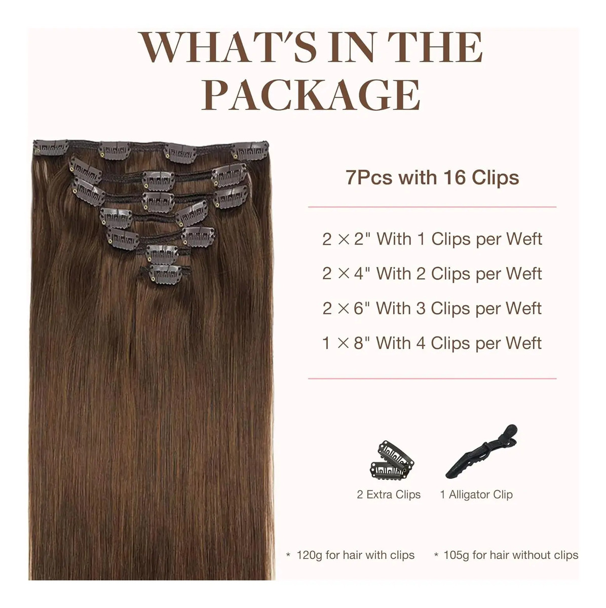 Cabello Humano Remy 45 Cm Chocolate Marrón Chocolate Marrón - Image 2