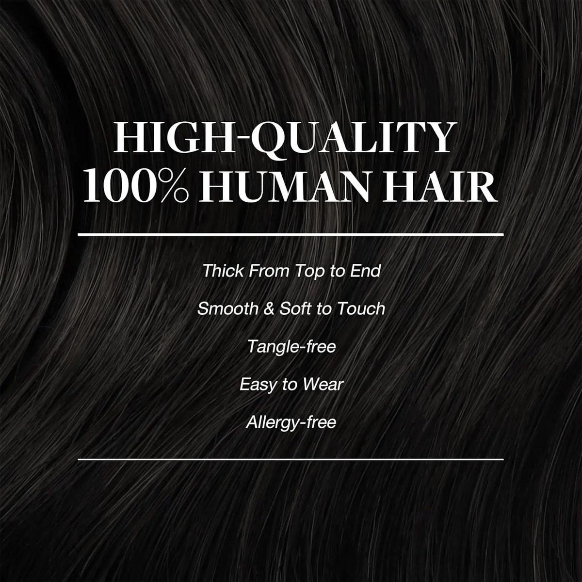 Cabello Humano Natural 35cm Negro Negro - Image 5