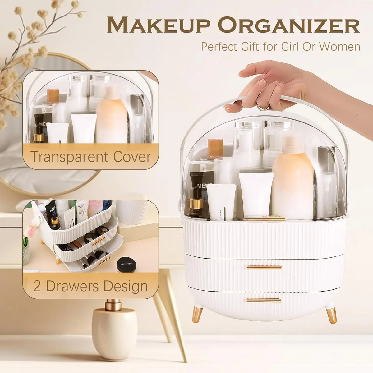 Organizador De Maquillaje Para Tocador Blanco Con Cajones - Image 3