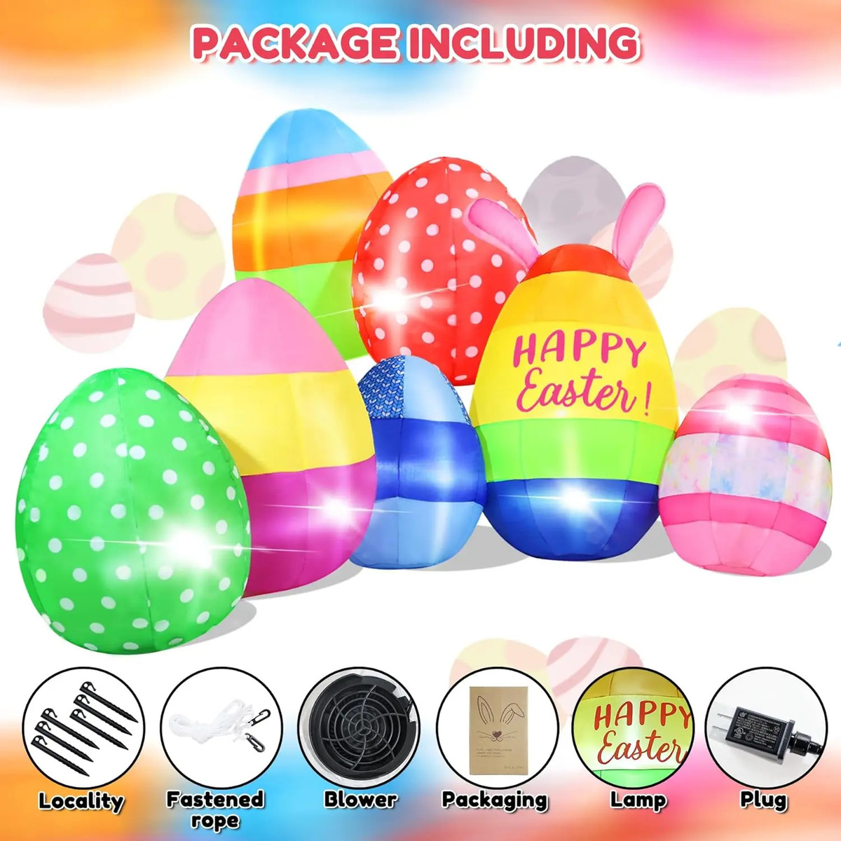Decoración Inflable Pascua, 3.6 Metros Largo, Siete Colores - Image 6