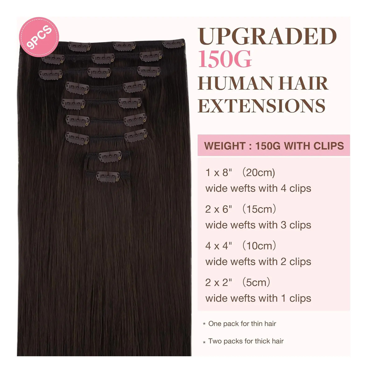 Extensiones De Cabello Humano 40cm 150g Marrón Claro 2a - Image 2