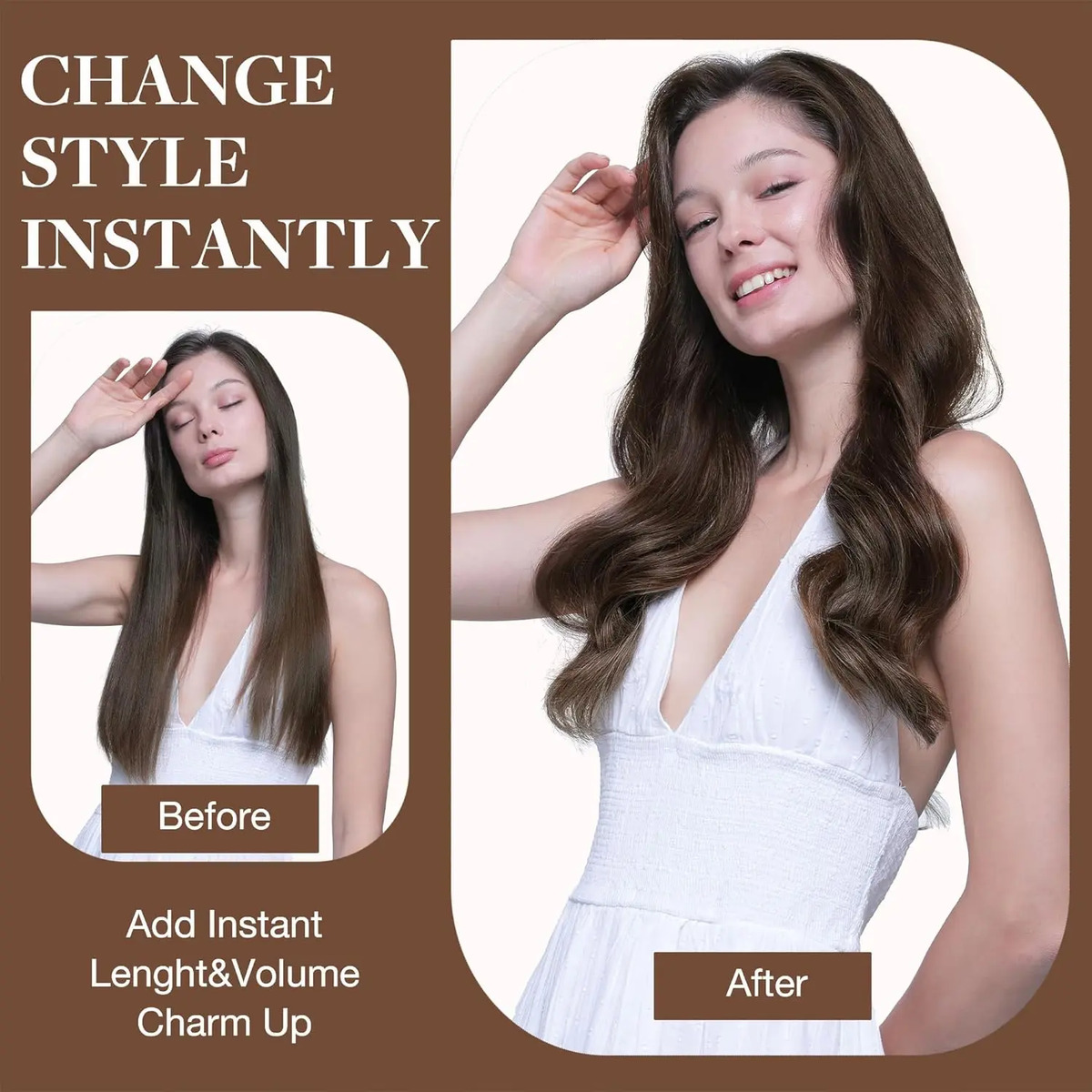 Cabello Humano Remy 40cm Marrón Marrón - Image 8