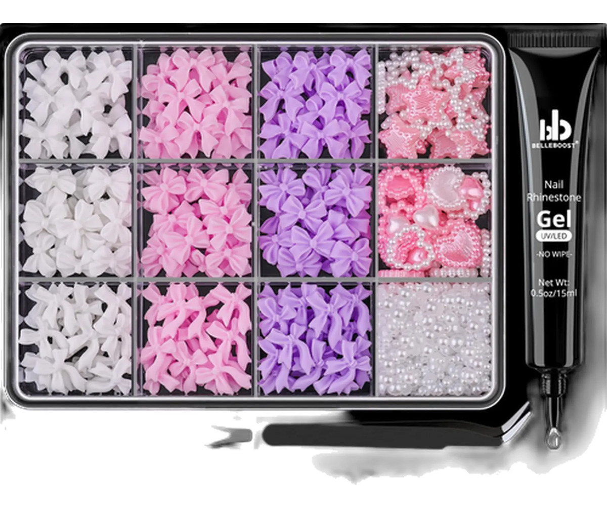 Charms De Uñas De 3d Y Perlas Planas De 9 Colores En Tamaños
