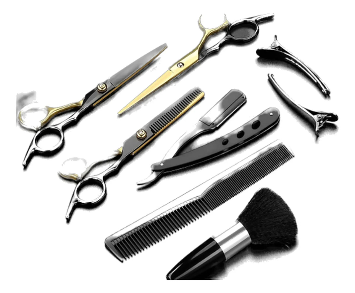 Tijeras De Pelo Profesionales Negras Y Doradas De 11 Piezas