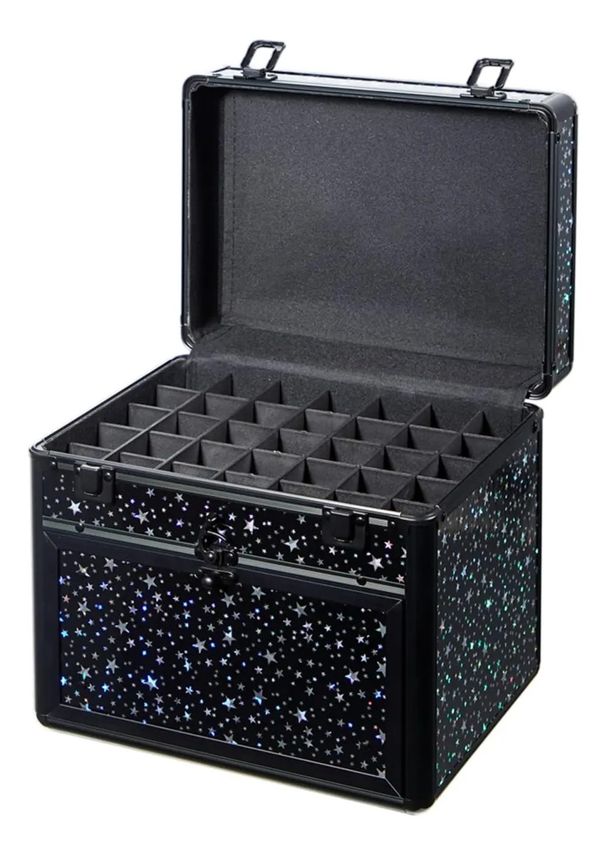 Estuche Portátil De Maquillaje Negro Con Estrella Brillante - Image 2