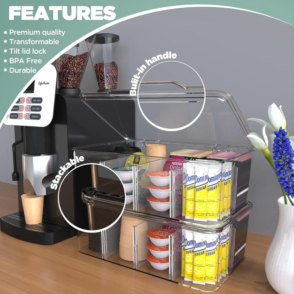 Organizador Bolsas De Té Multifuncióntransparente Resistente Blanco - Image 8