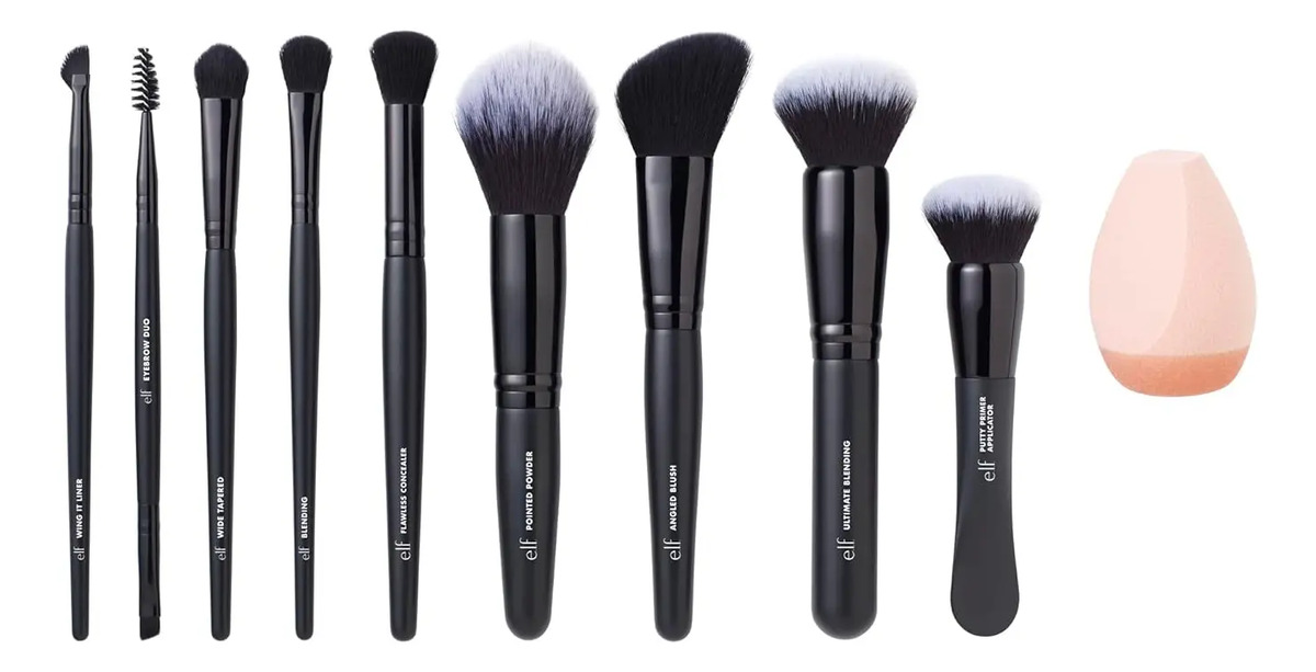 Kit De Brochas De E.l.f De 10 Piezas Para Maquillaje Facial Negro - Image 4
