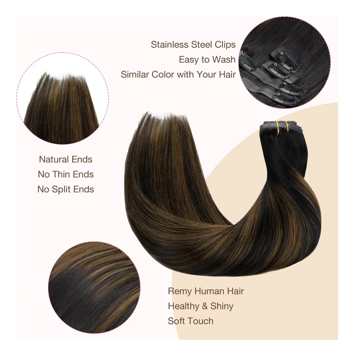 Cabello Humano Natural 35cm Color Marrón Marrón - Image 6
