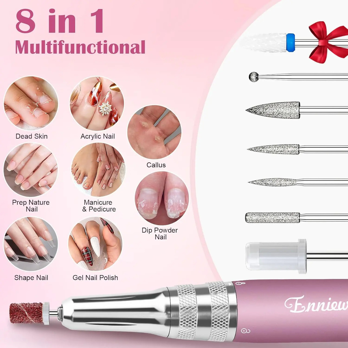 Kit Lima Uñas Profesional Inalámbrico Rosa - Image 6
