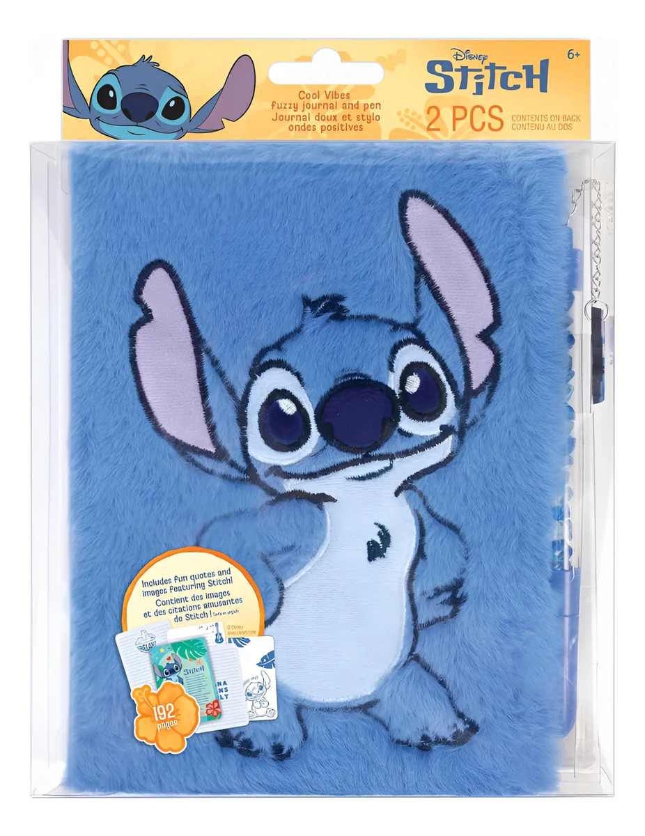 Diario Stitch Con 192 Páginas, Pluma Y Cubierta De Peluche