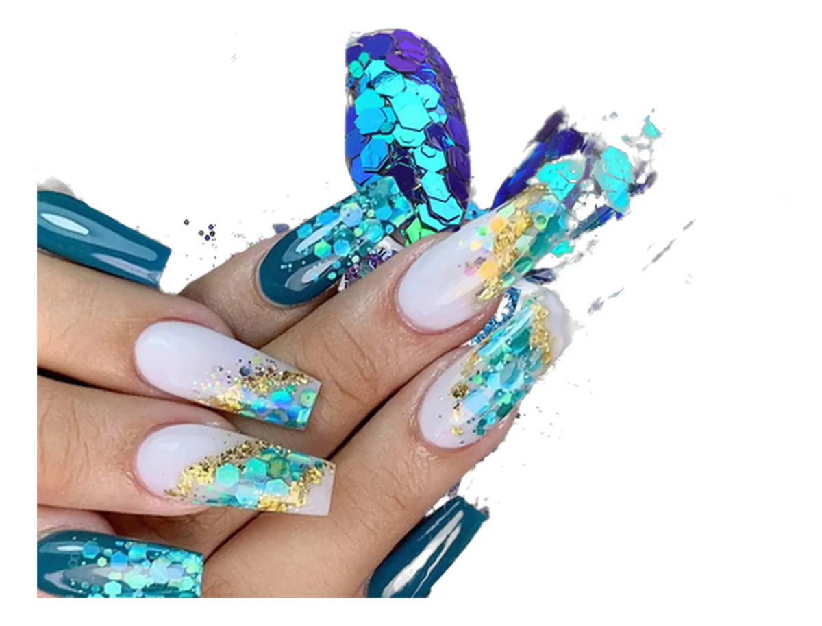 Pulverizado Brillante De Mermaid Para Decorar Uñas Con Escam