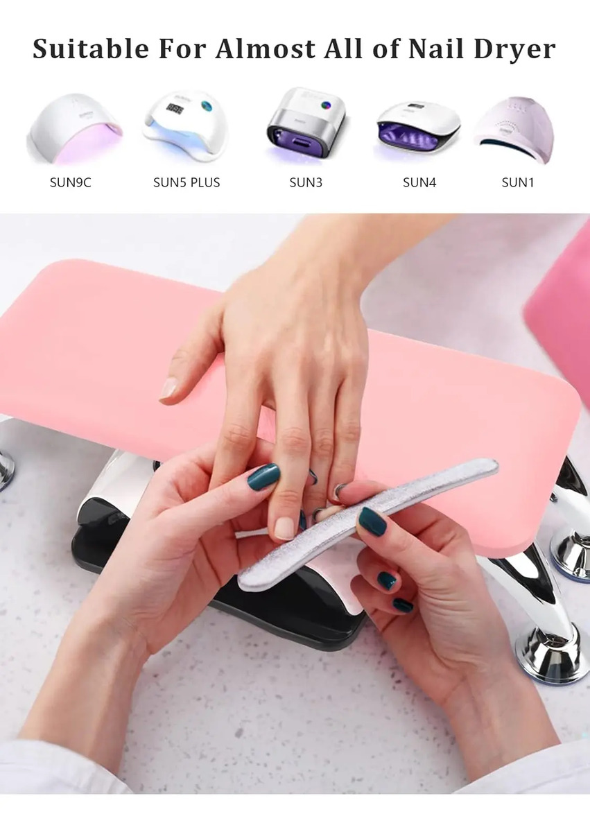Soporte De Mano Para Uñas De Microfibra De Cuero Rosa Desmo - Image 4