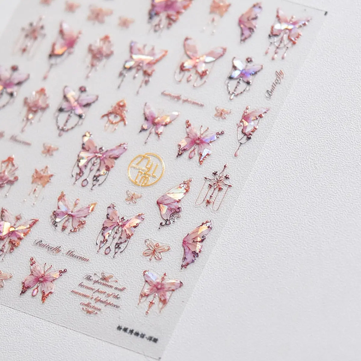Pegatinas De Mariposas Rosadas Para Uñas De 5d Con Conchas D - Image 2