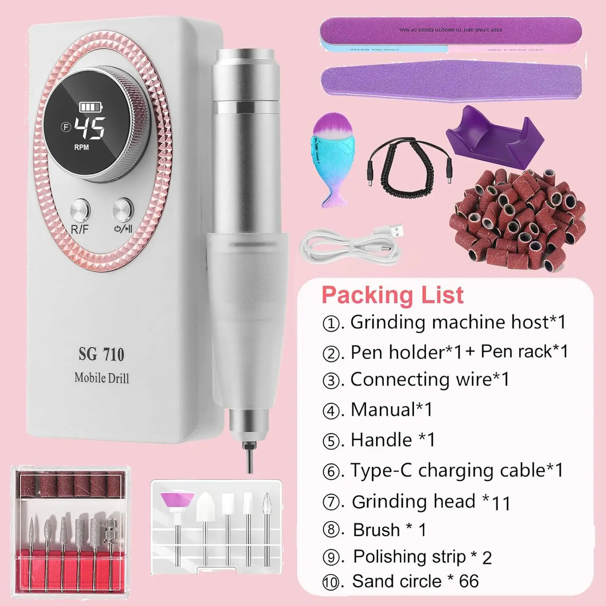 Máquina De Perforación De Uñas Recargable Para Manicure - Image 8