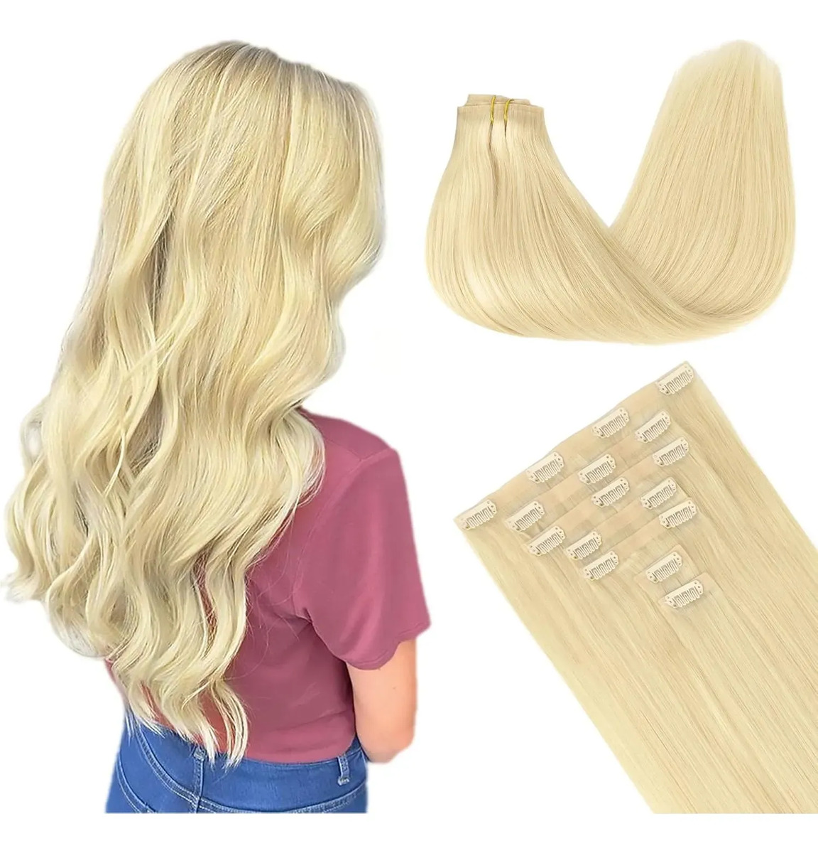 Pelo Humano Natural De 40 Cm Rubio Decolorado Rubio Decolorado